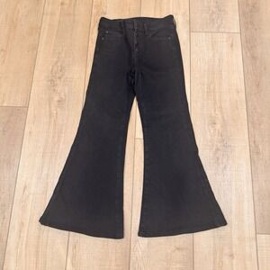 American Eagle Women's 4 Short Festival Flare Black Button Fly Jeans Boho Y2K